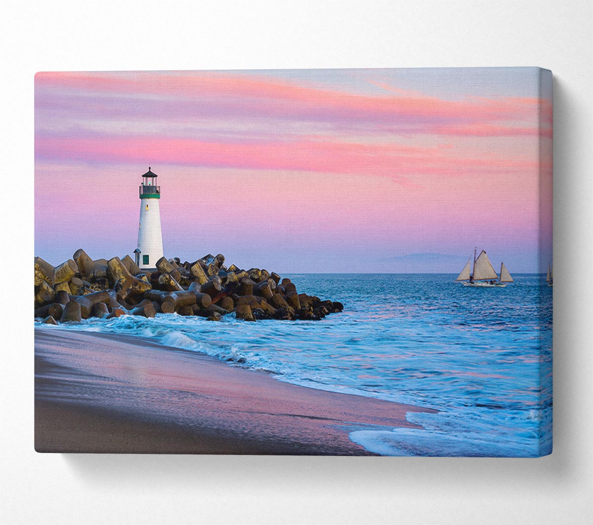 Sailboat Lighthouse Canvas Wall Art