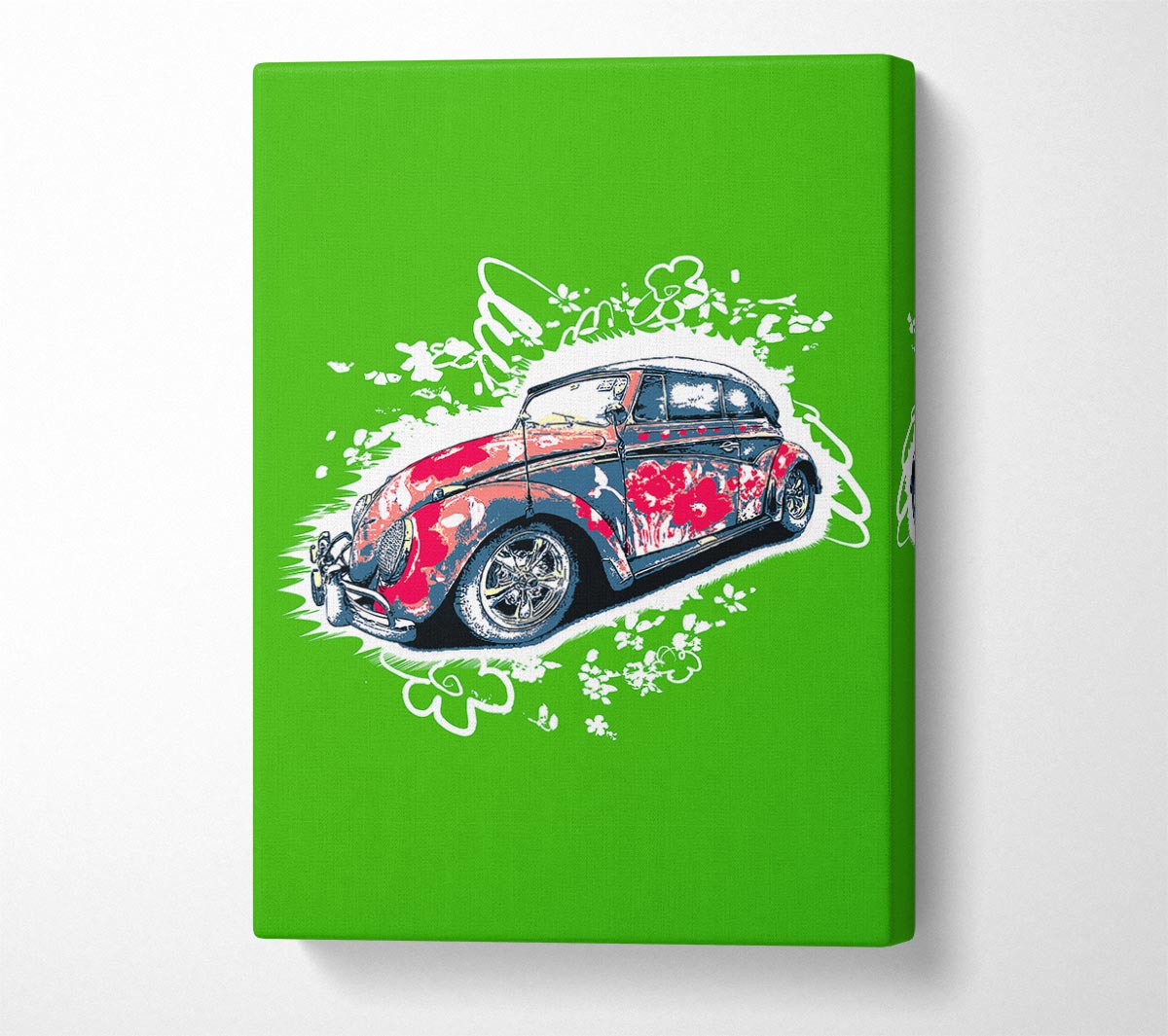 Flower Power VW Beetle Canvas Wall Art