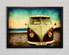 Beach VW Camper Van Framed Wall Art