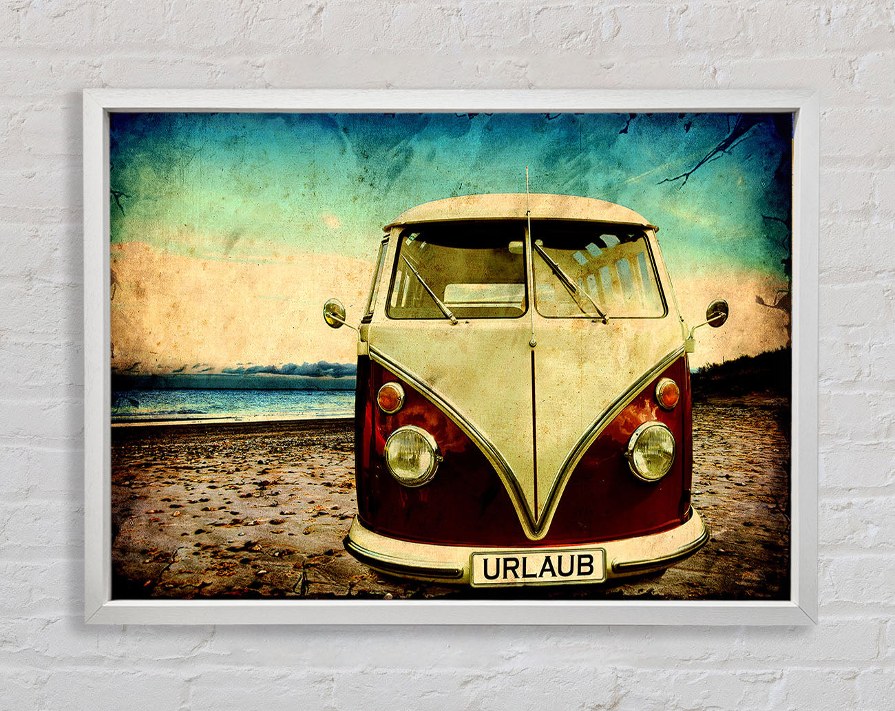 Beach VW Camper Van Framed Wall Art
