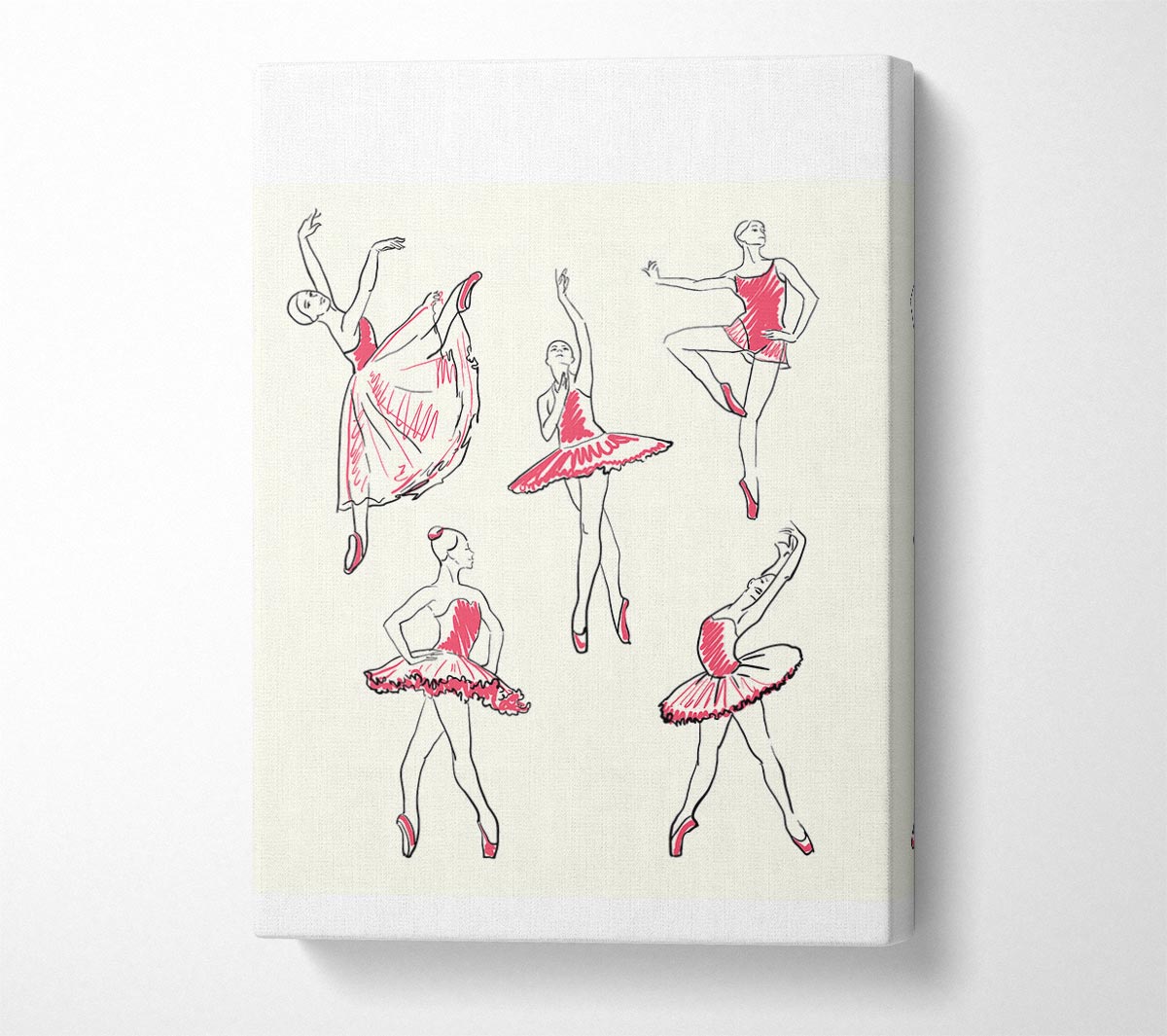Pink White Ballerina 5 Canvas Wall Art