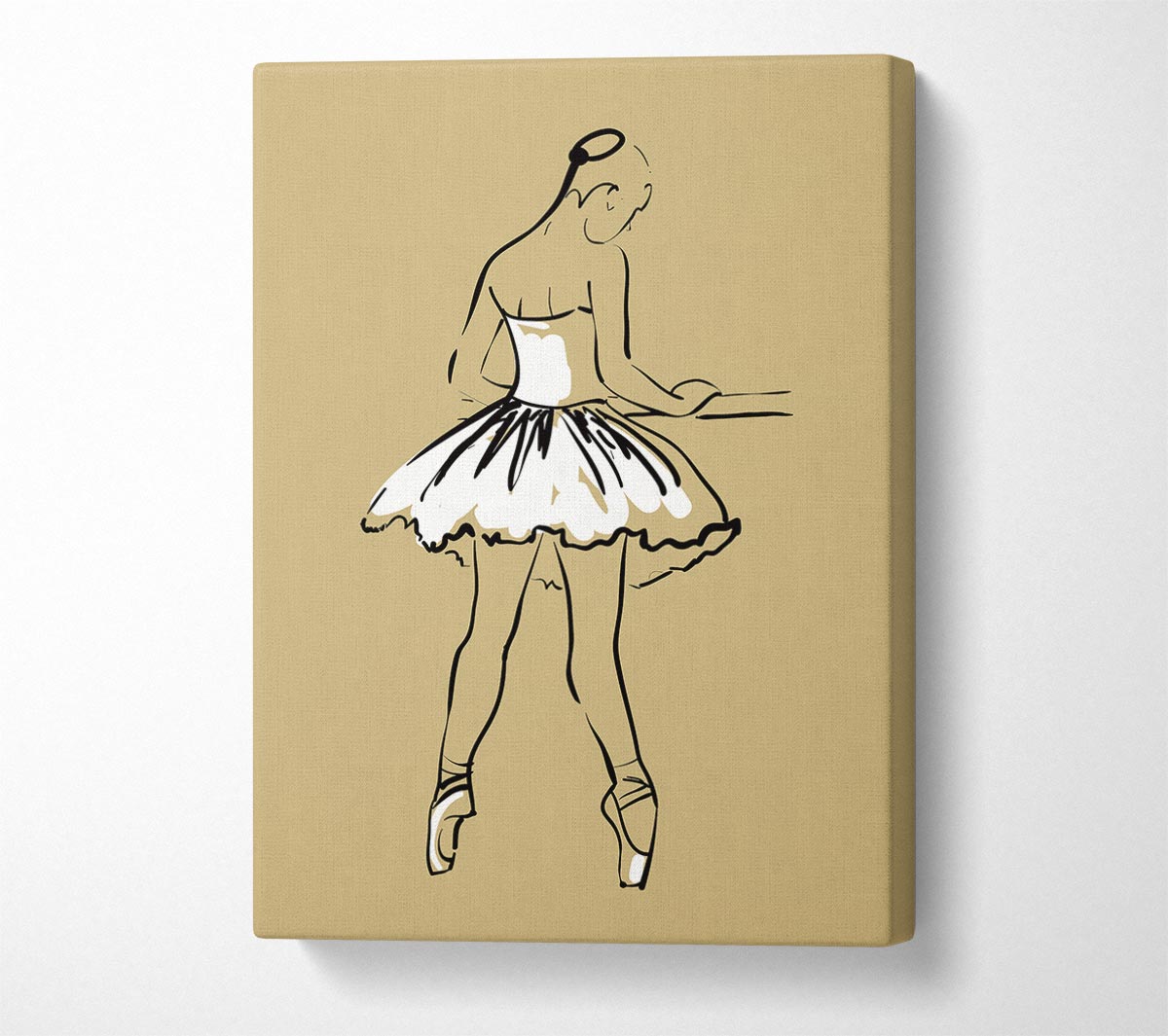 Beige White Ballerina 2 Canvas Wall Art