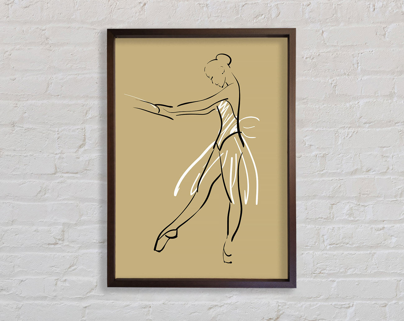 Beige White Ballerina 3 Framed Wall Art