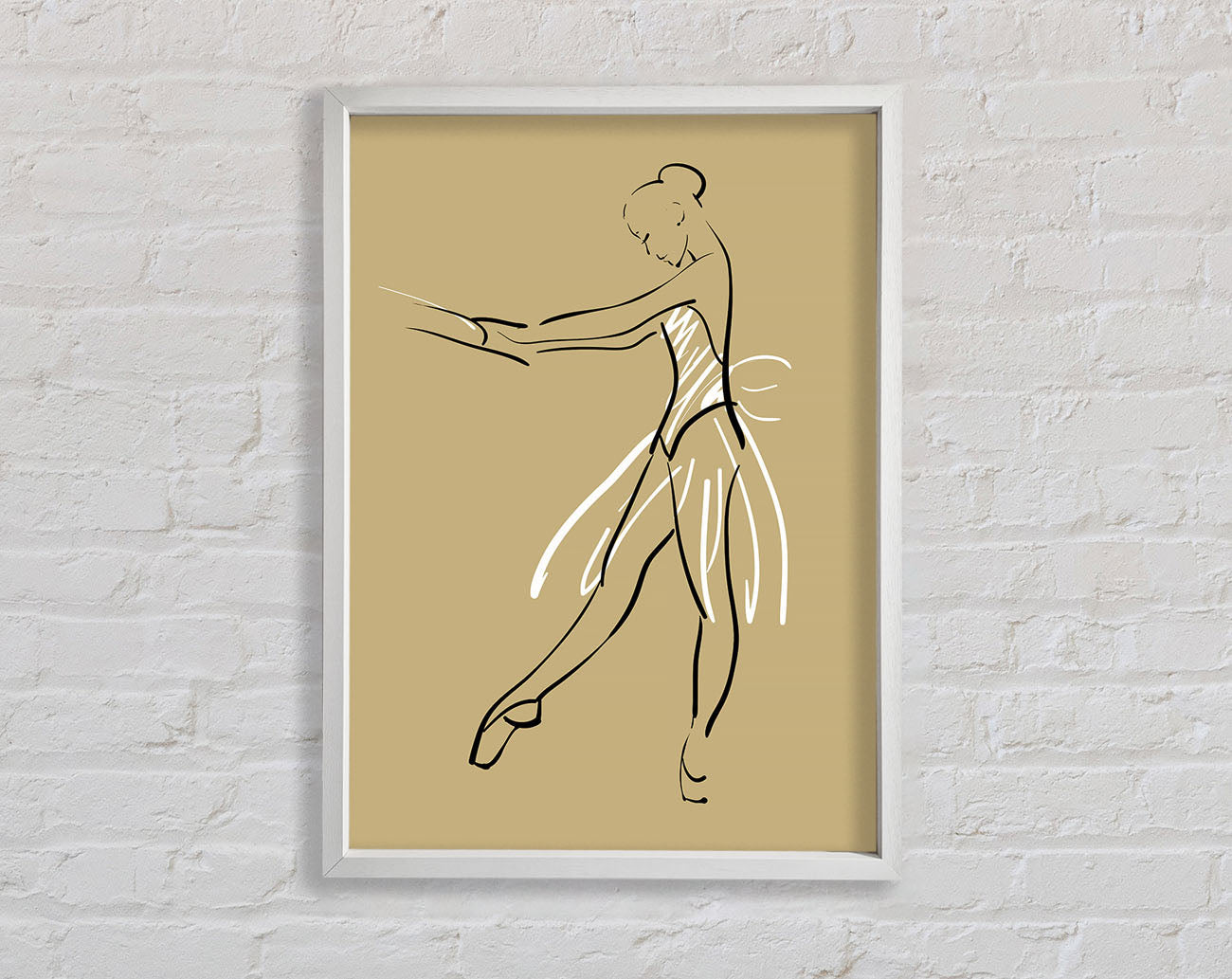 Beige White Ballerina 3 Framed Wall Art