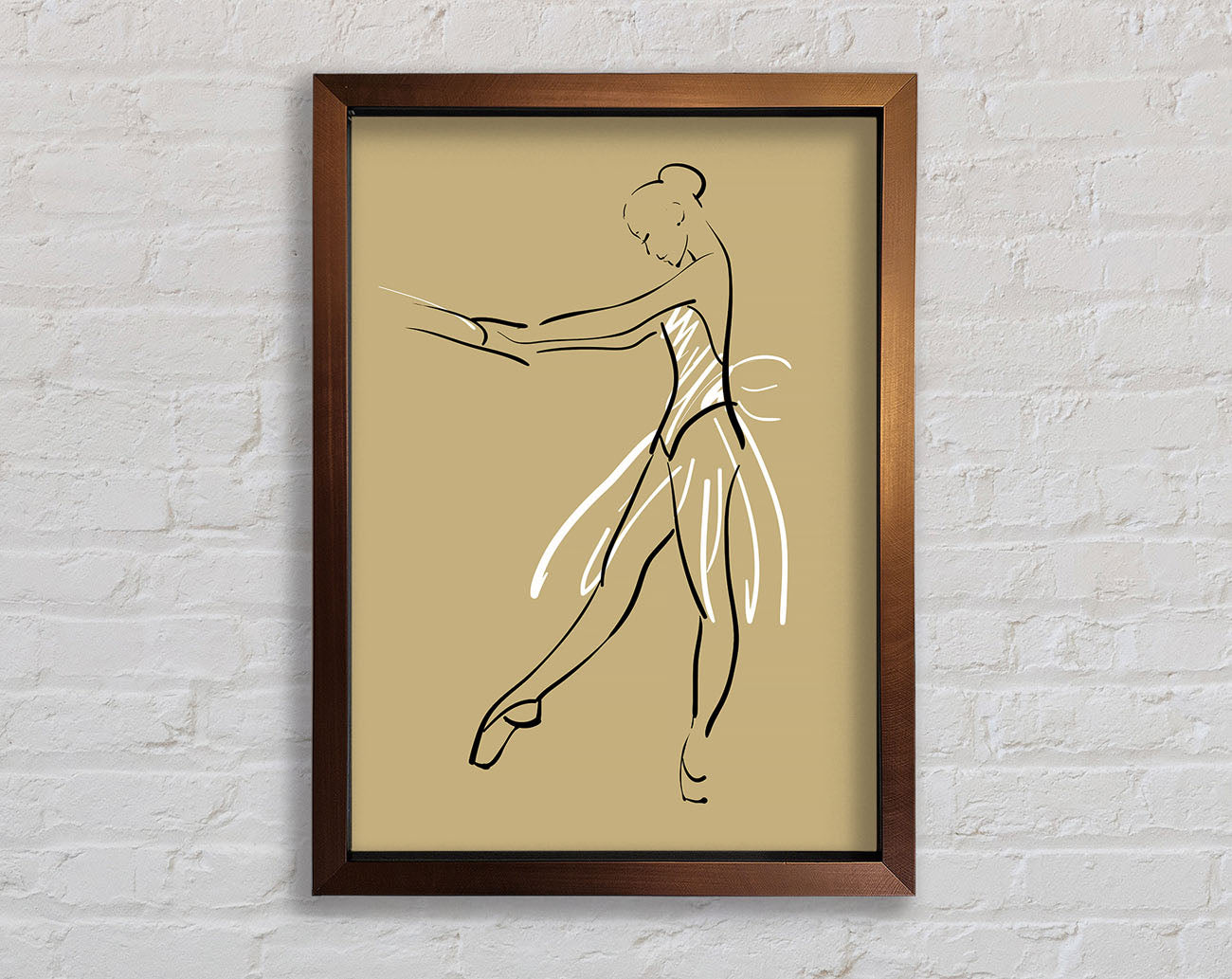 Beige White Ballerina 3 Framed Wall Art