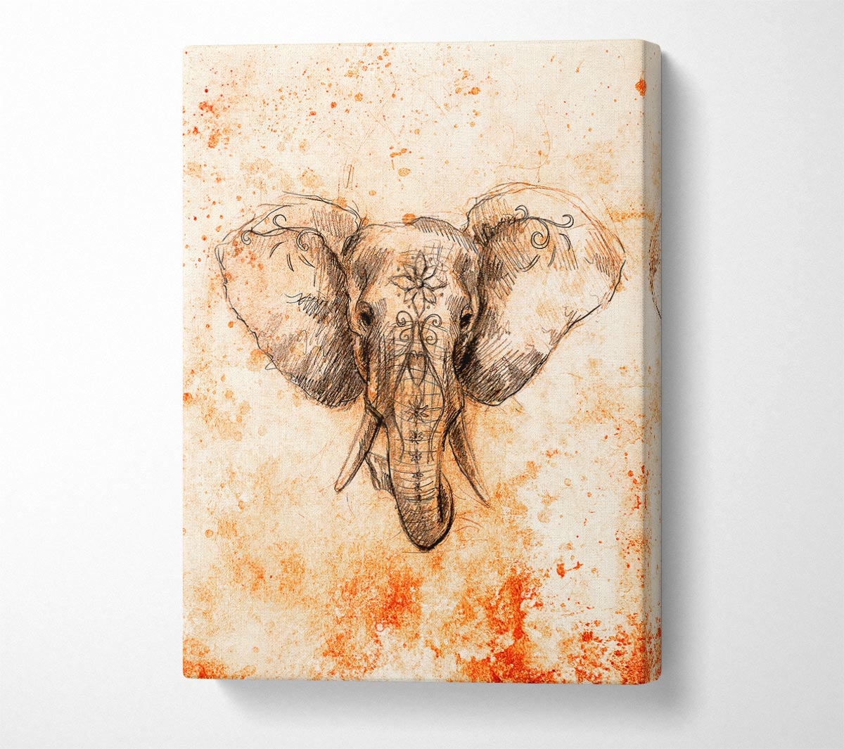 Stunning Indian Elephant Drawing Canvas Wall Art