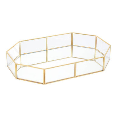 Beauty Vintage Glass Octagonal Jewellery Tray