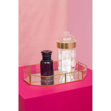 Beauty Vintage Glass Octagonal Jewellery Tray