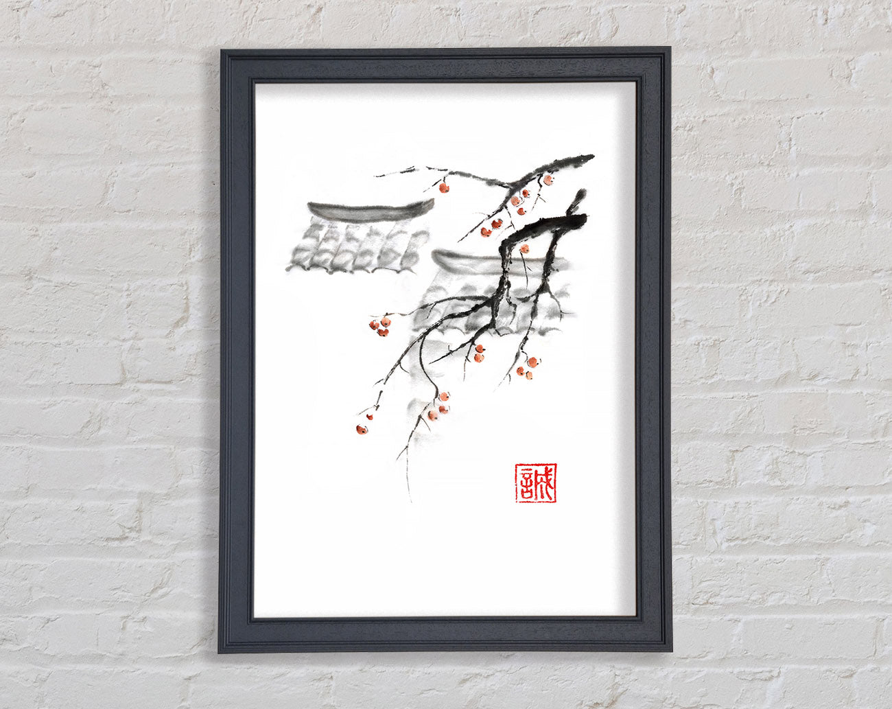 Chinese Cherry Blossom Roof Tops Framed Wall Art