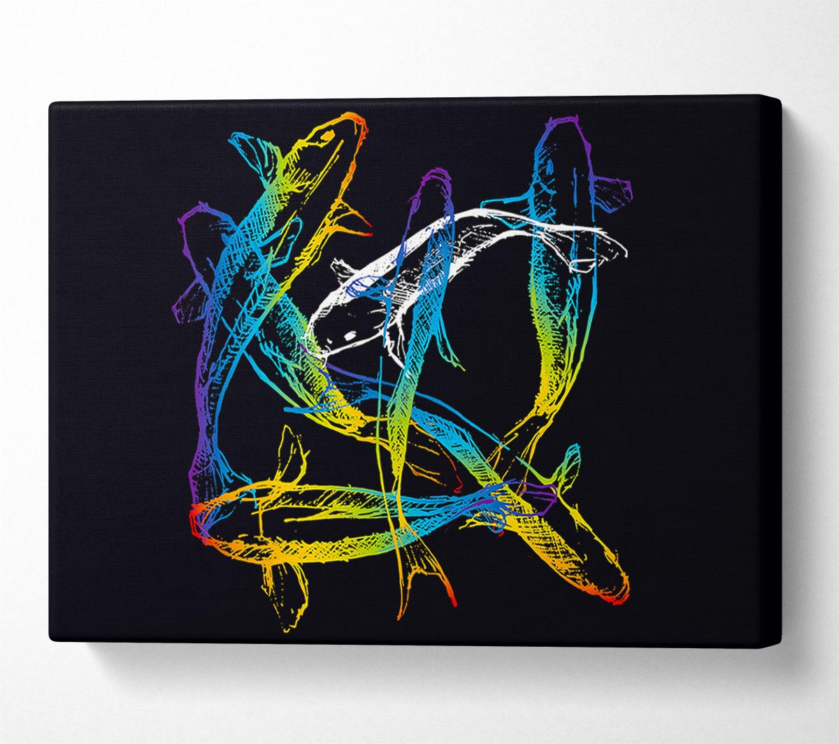 Japanese Rainbow Koi Canvas Wall Art