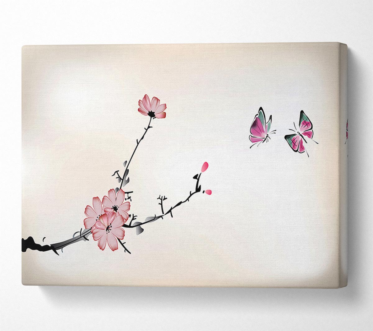 Chinese Cherry Blossom Butterflies Canvas Wall Art