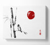 Japanese Bamboo Bird In The Red Sun Canvas Wall Art