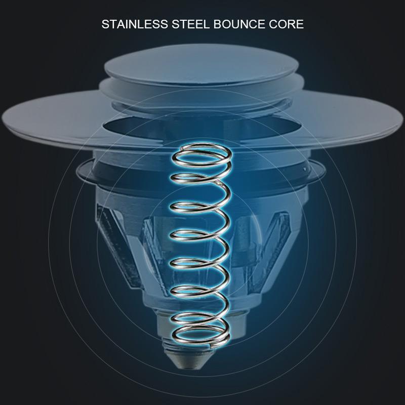 Bounce Core Pop-up Drain Filter Bathroom Stainless Steel Bounce Core Push-type Hair Stopper Basin Pop-up Drain Filter