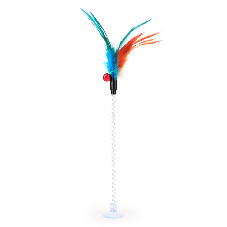 Cat Toy Mouse Type Funny Cat Rod Sucker Wire Spring Toy Color Feather Funny Cat Rod Pet Supplies Kitten