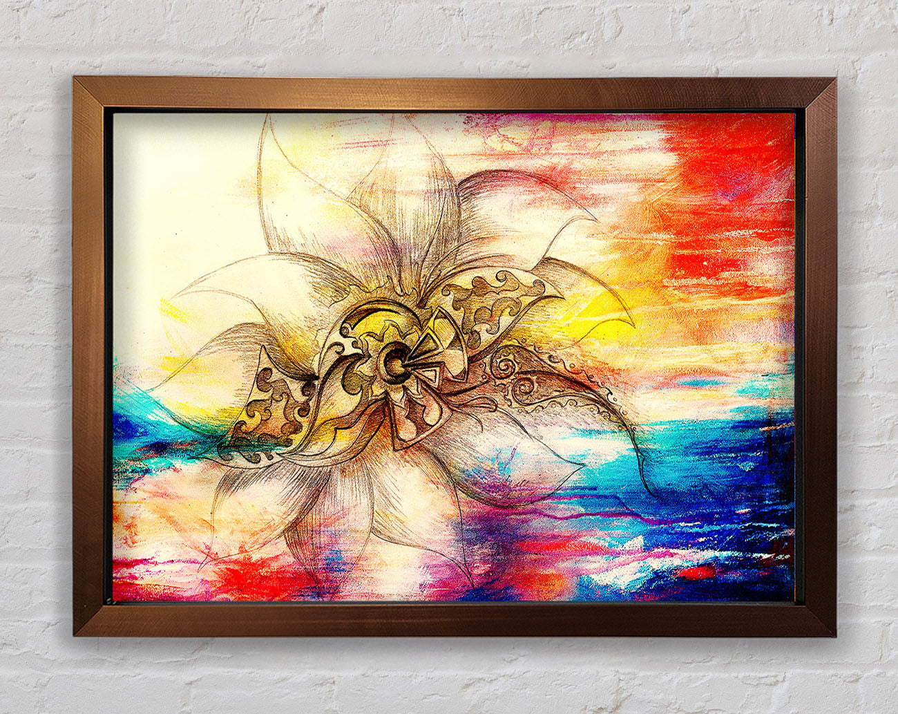 Colourful Lotus Flower Framed Wall Art