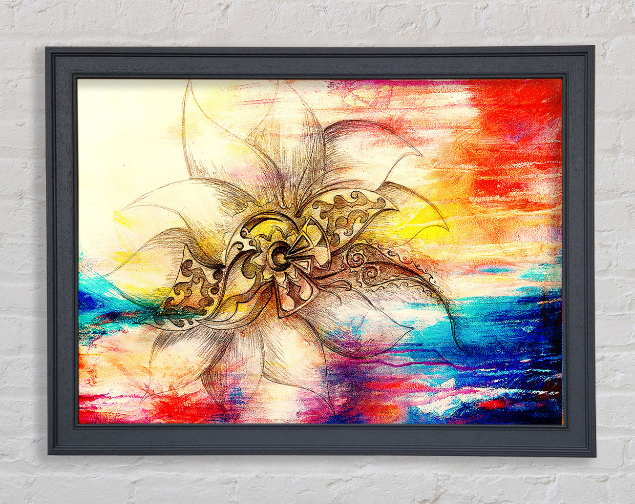 Colourful Lotus Flower Framed Wall Art