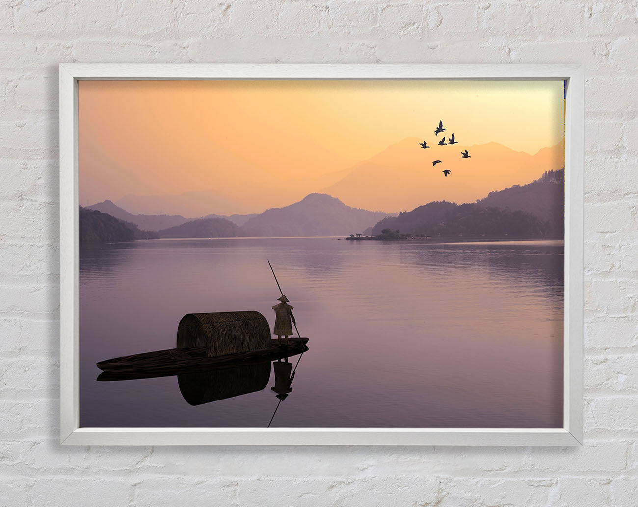 Chinese Fisherman At Dusk Framed Wall Art