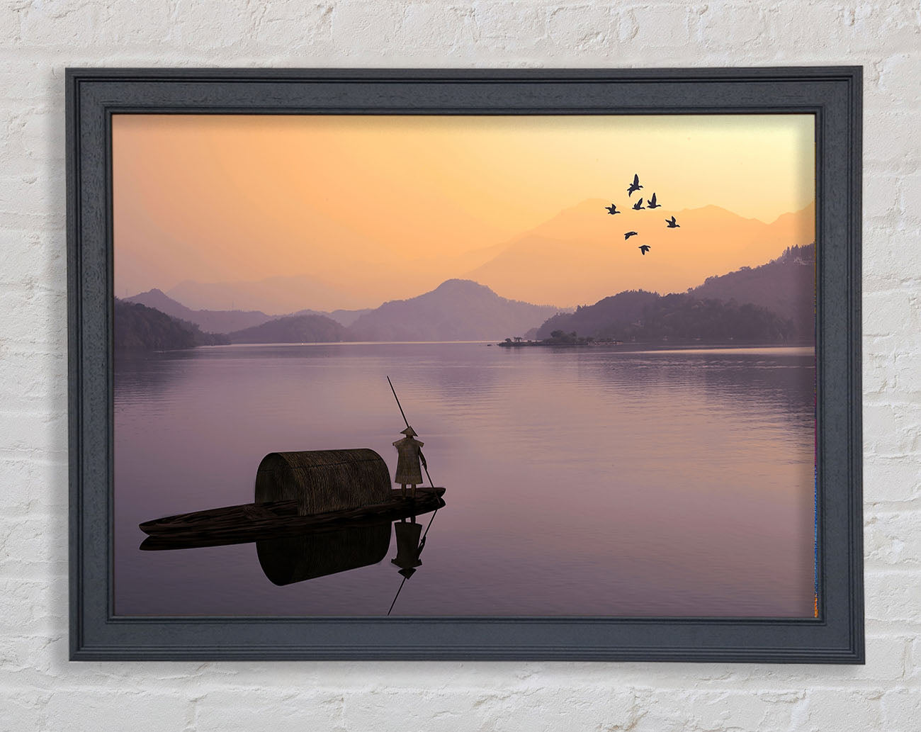 Chinese Fisherman At Dusk Framed Wall Art