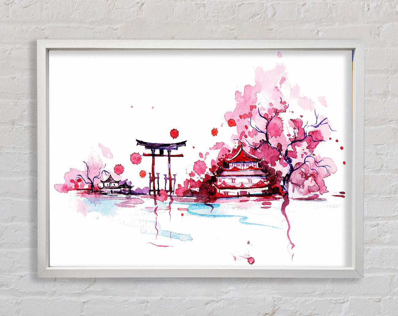 Chinese Cherry Blossom Lake Framed Wall Art