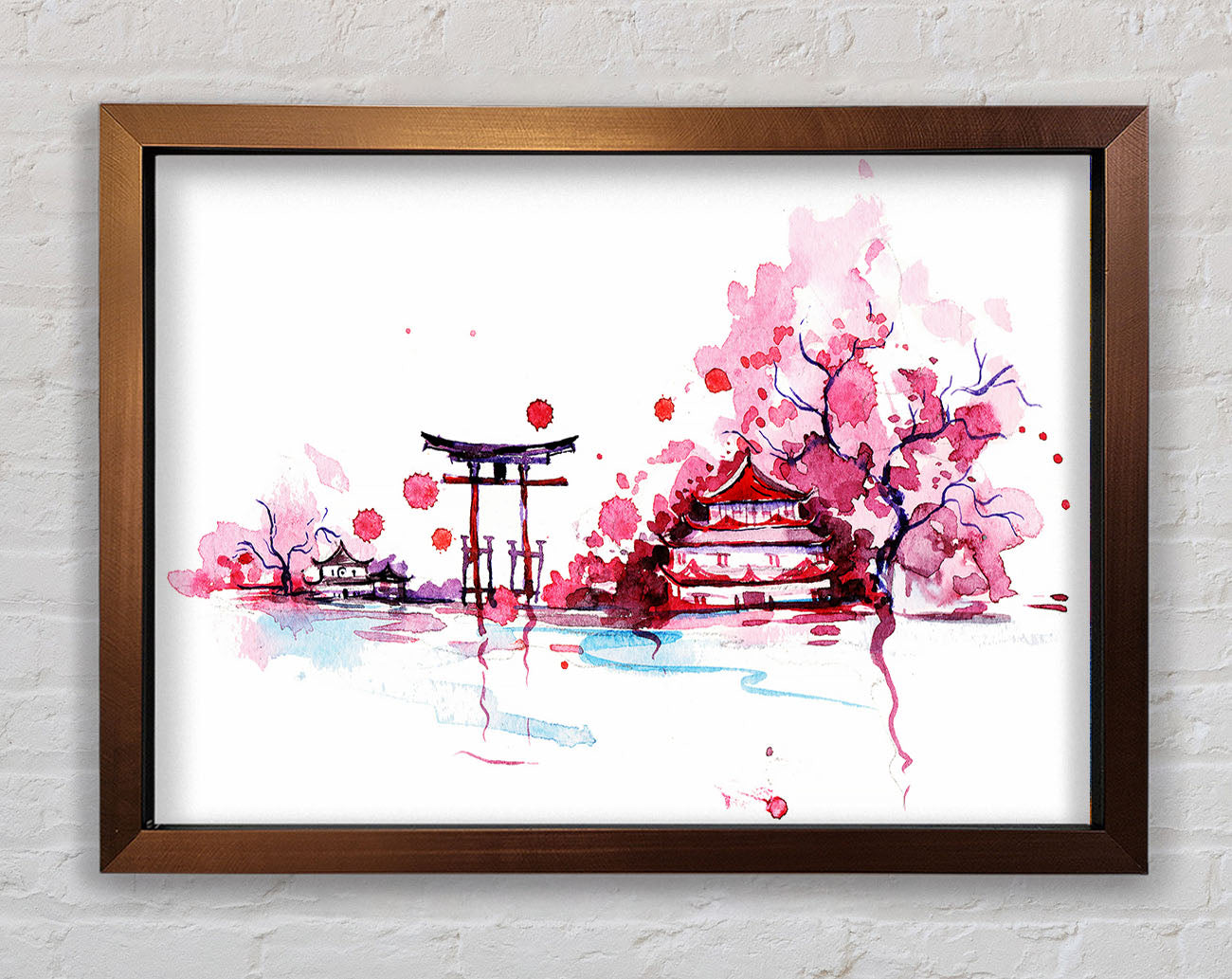 Chinese Cherry Blossom Lake Framed Wall Art