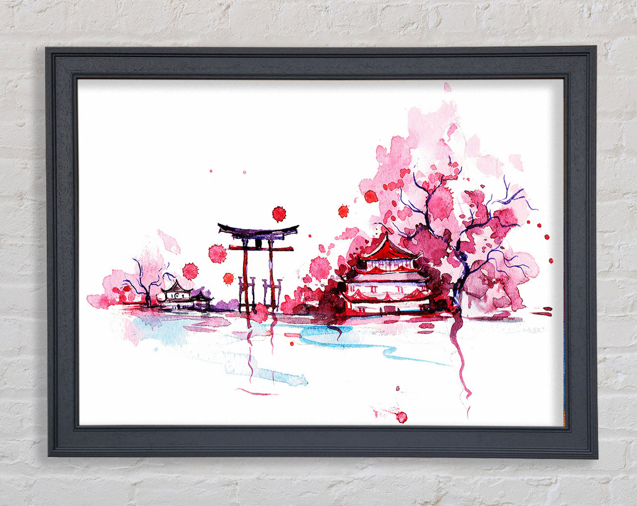 Chinese Cherry Blossom Lake Framed Wall Art