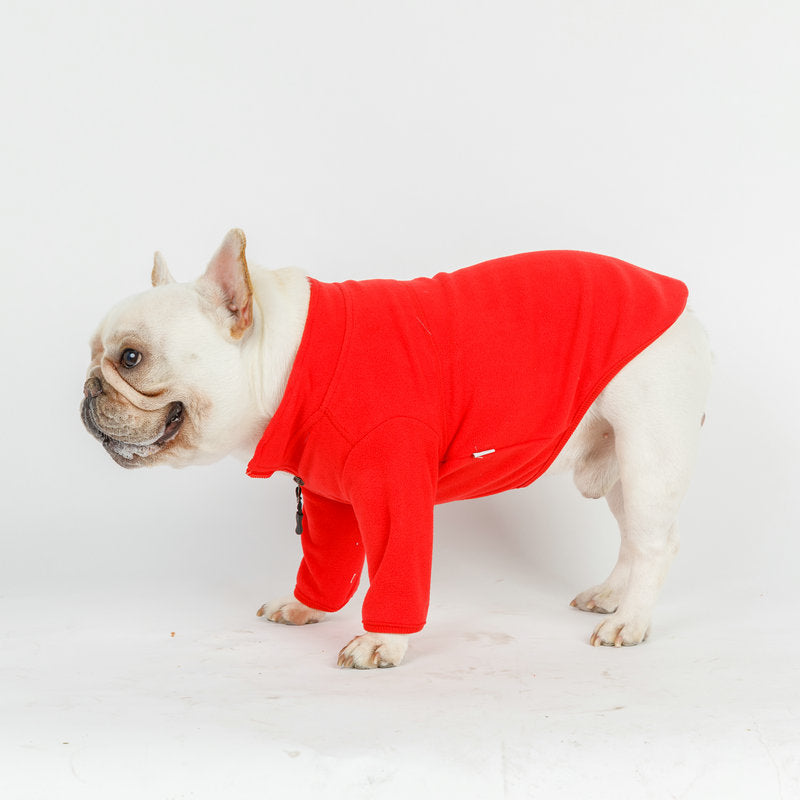 Dog Clothes Solid Color Zipper Coat