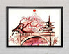 Chinese Cherry Blossom Temple Framed Wall Art