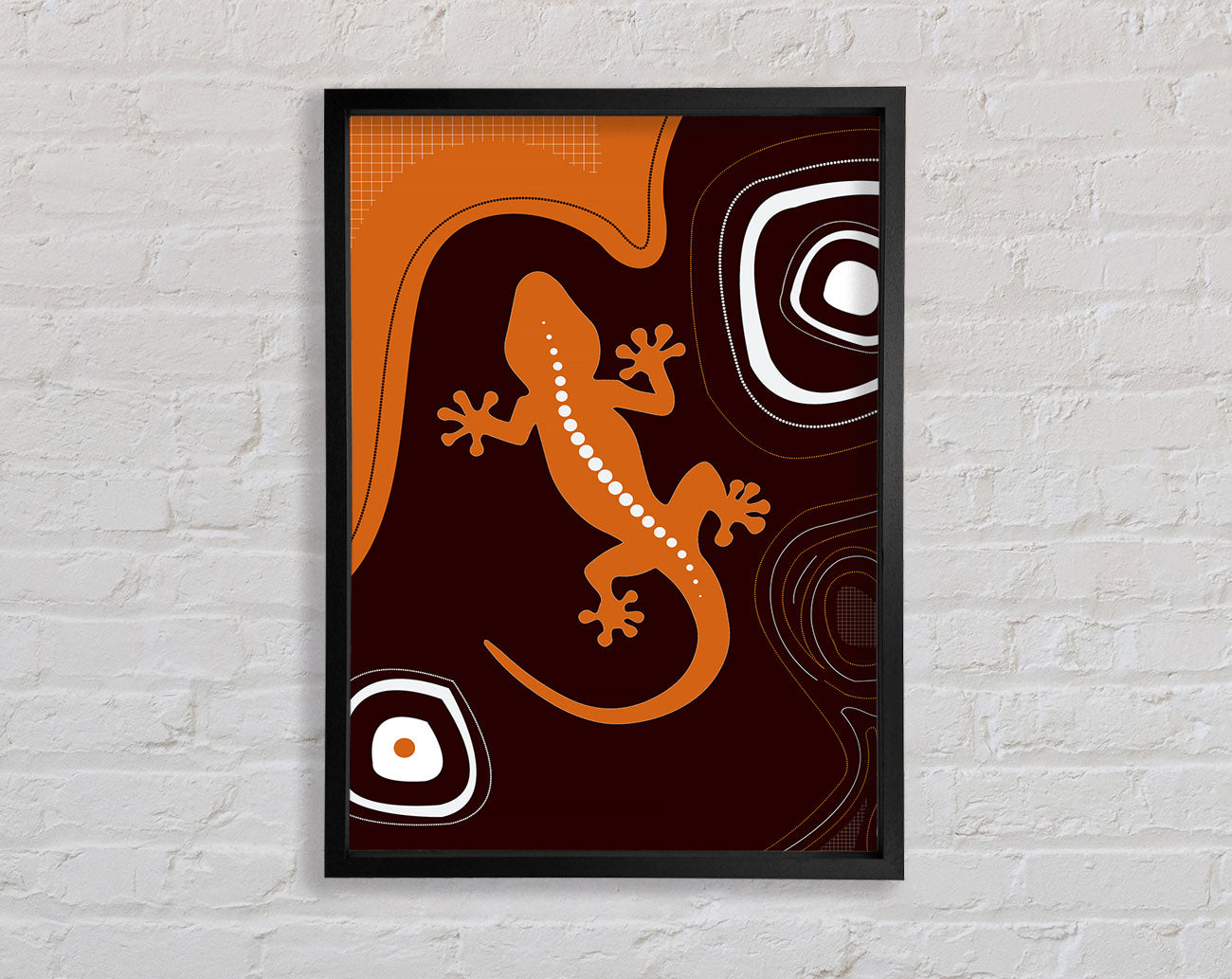 Aboriginal Lizard 3 Framed Wall Art