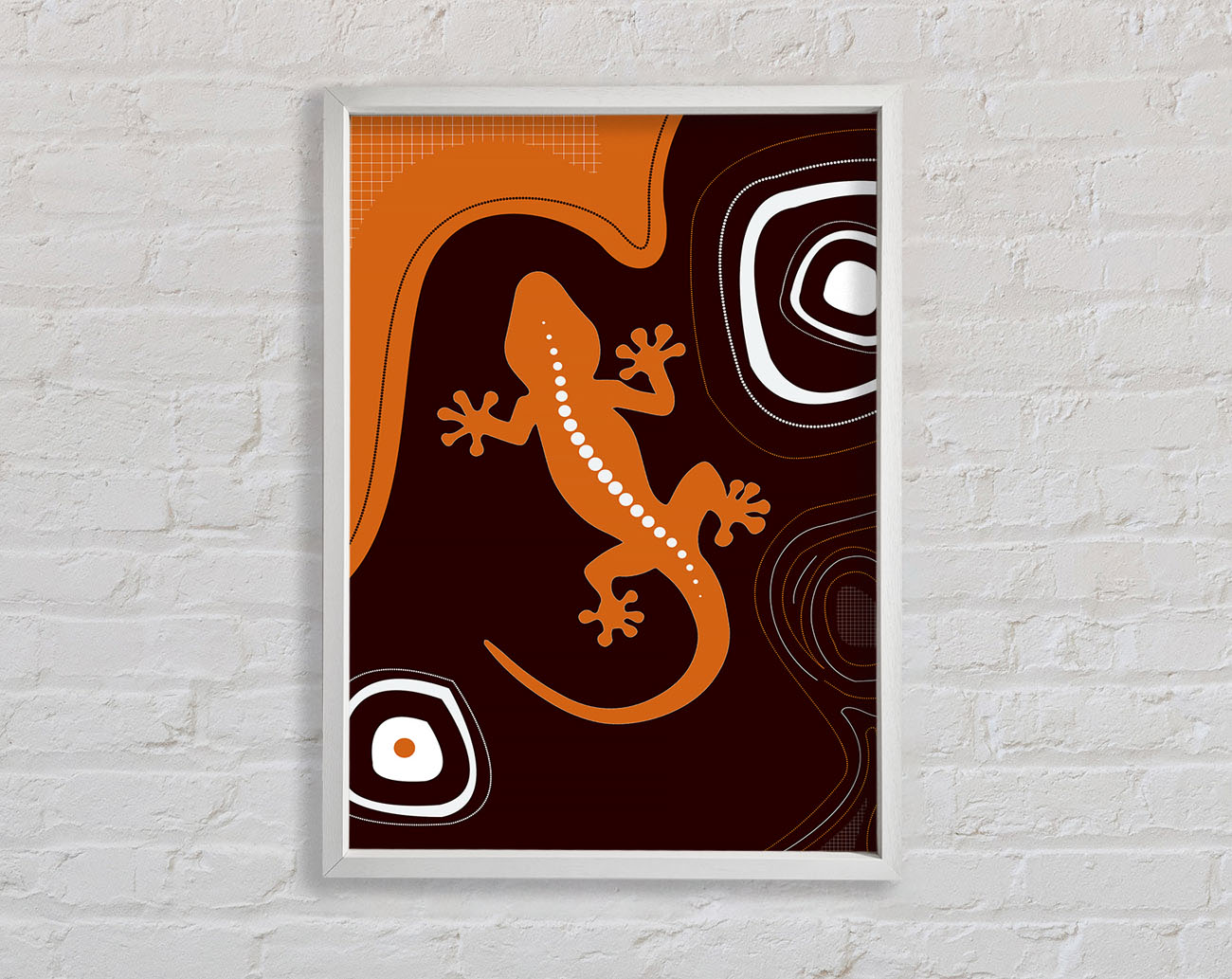 Aboriginal Lizard 3 Framed Wall Art
