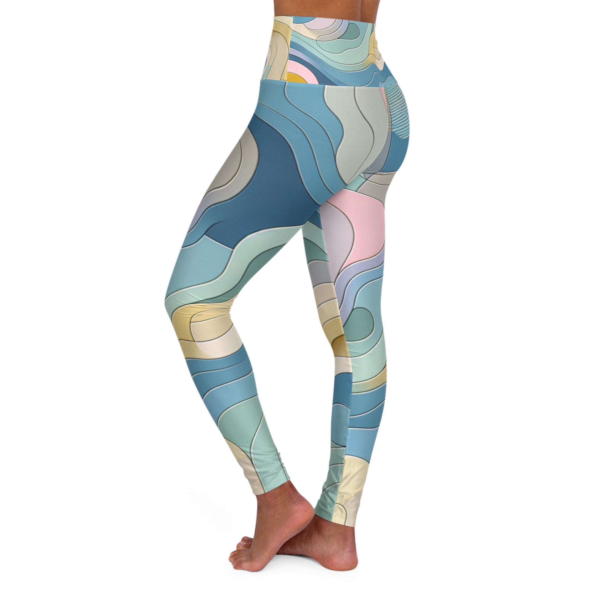 Abstract Pastel Leggings - Modern Aesthetic Design in Soft Hues for Ultimate Comfort and Style