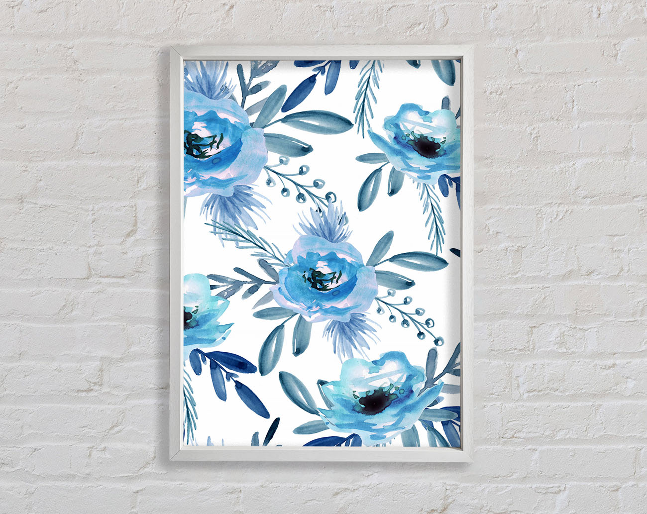 Blue Rose Bloom Framed Wall Art
