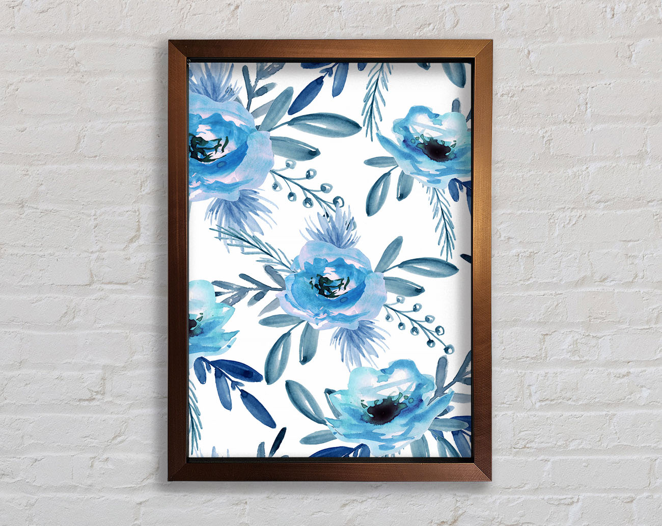 Blue Rose Bloom Framed Wall Art