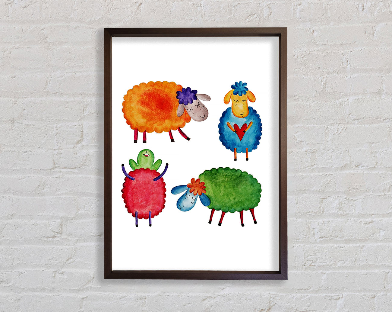 Colourful Sheep Framed Wall Art