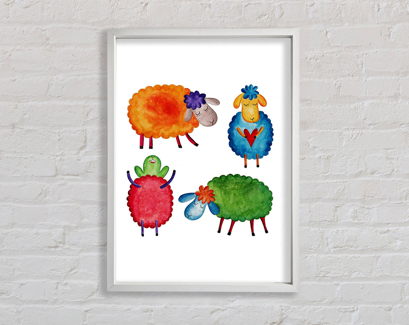 Colourful Sheep Framed Wall Art