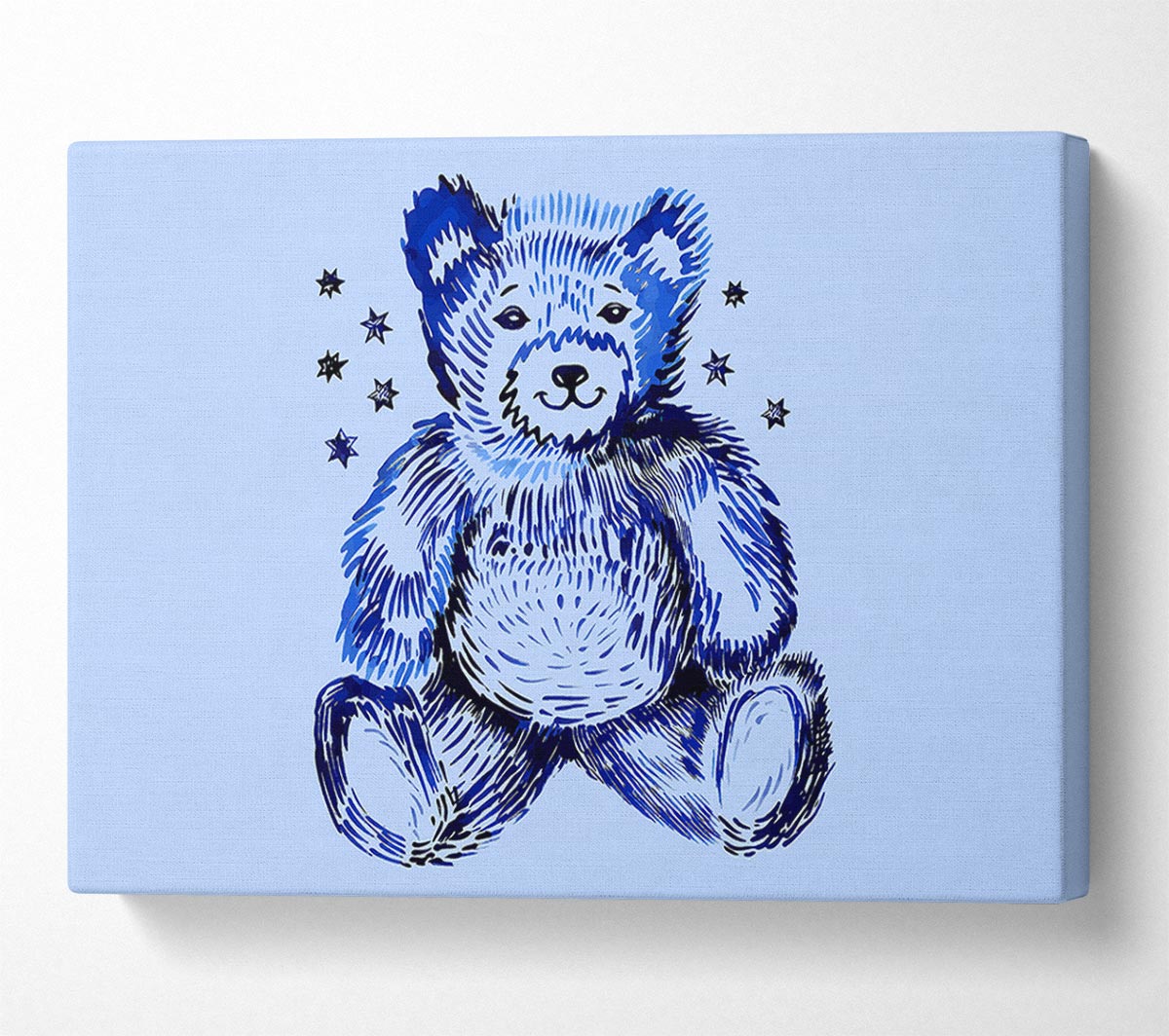 Blue Teddy Bear Stars Canvas Wall Art