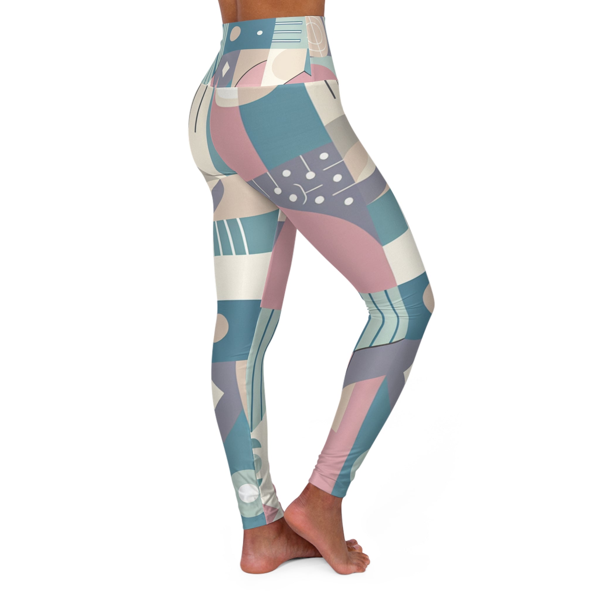 Contemporary Pastel Leggings with Abstract Geometric Patterns - Stylish & Comfortable Athleisure