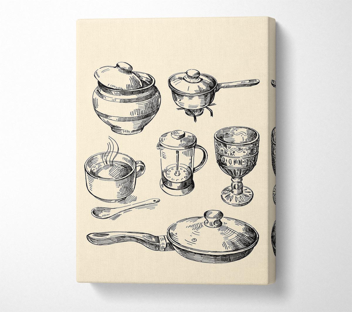 Retro Pots And Pans Canvas Wall Art