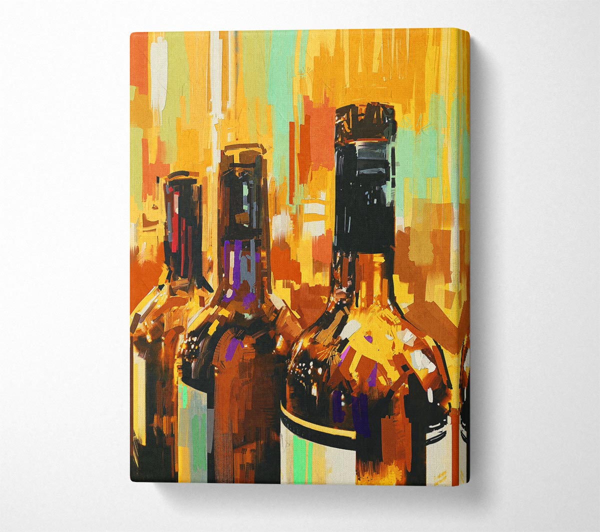 Retro Wine Bottles Canvas Wall Art