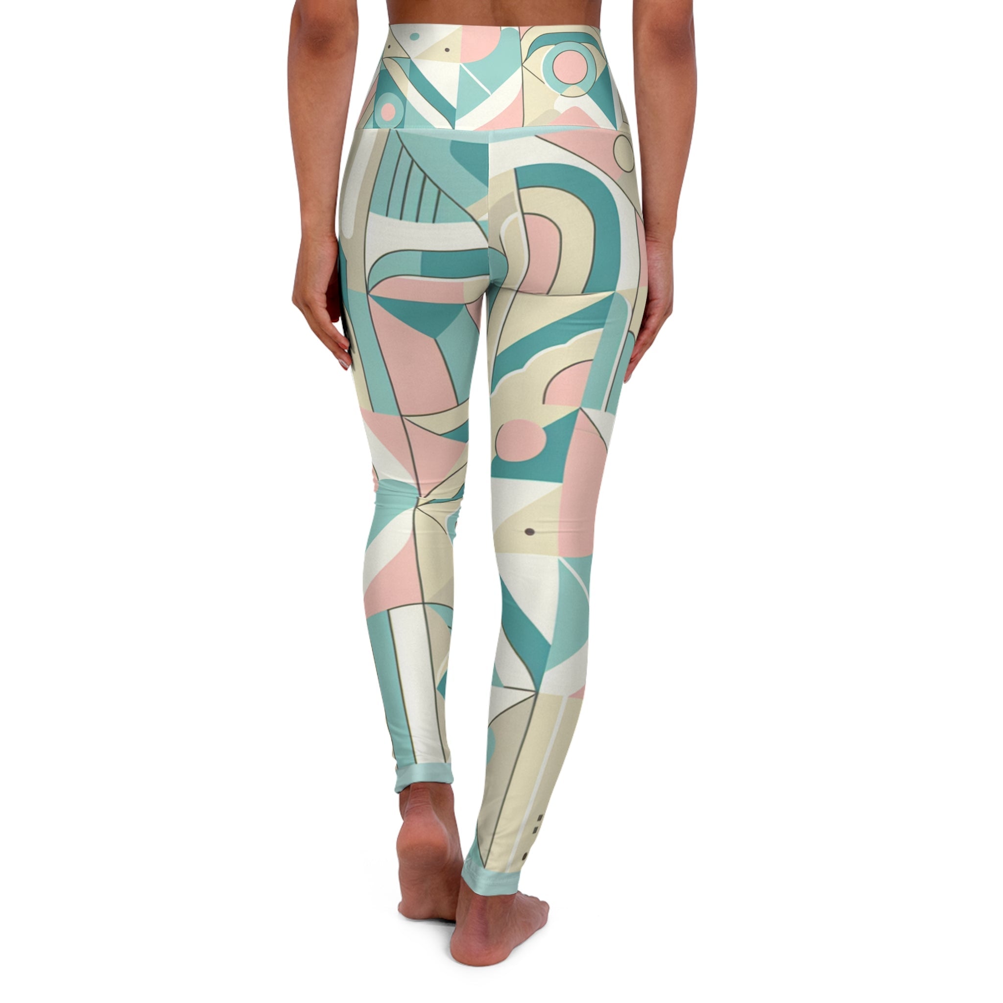 Elegant Geometric Patterned Leggings in Pastel Shades - Comfort Meets Style