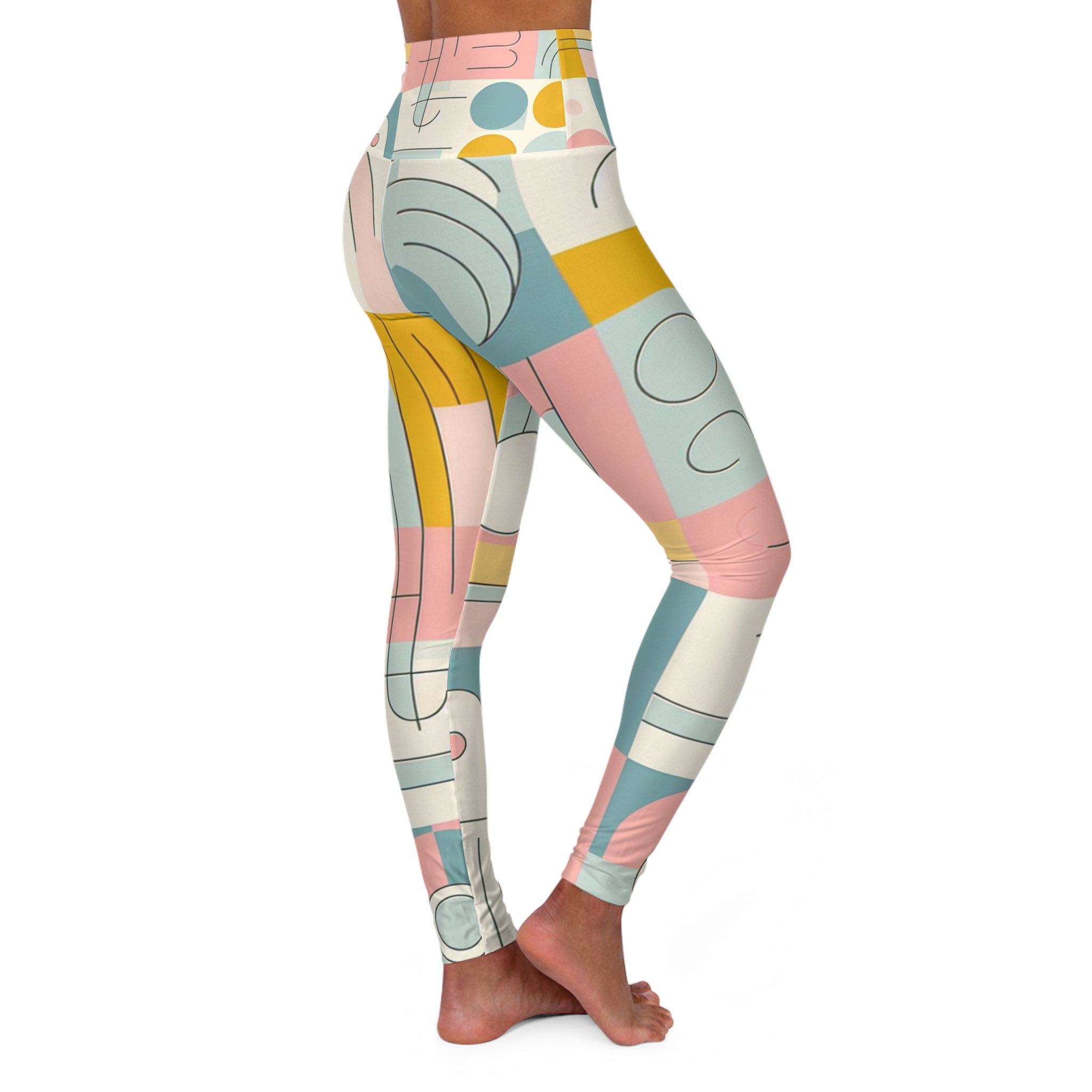 Abstract Pastel Leggings - Embrace Modern Aesthetic with Geometric Glam Design