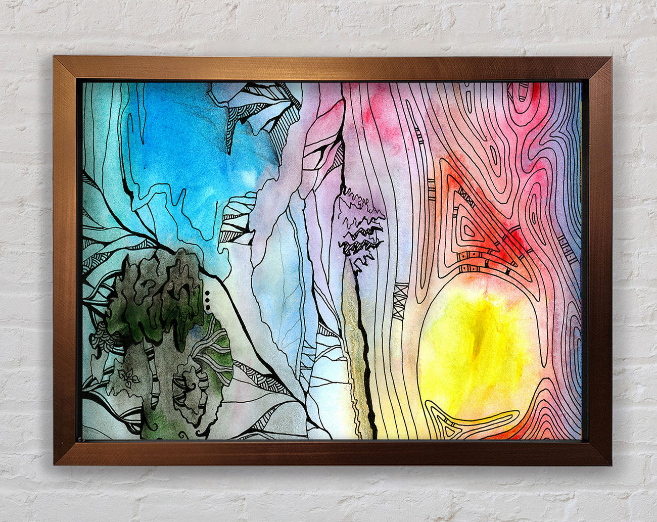 Abstract Sunset Tree Framed Wall Art