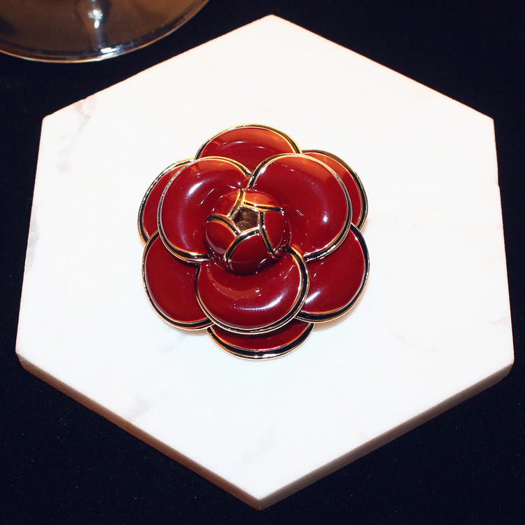 New high-end rose camellia brooch scarf buckle Valentine's Day gift accessories