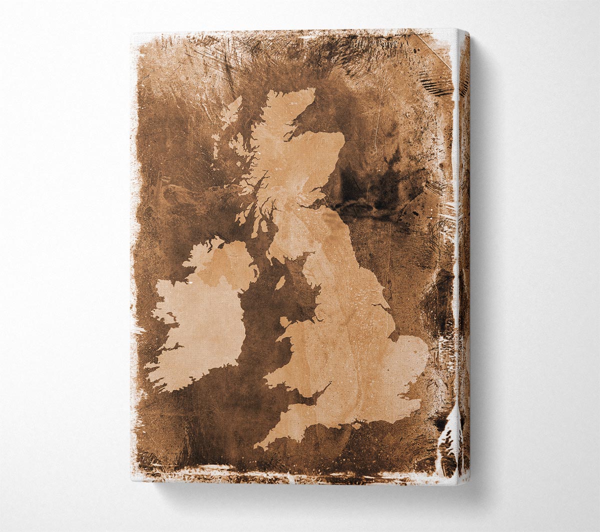 UK Retro Map Canvas Wall Art