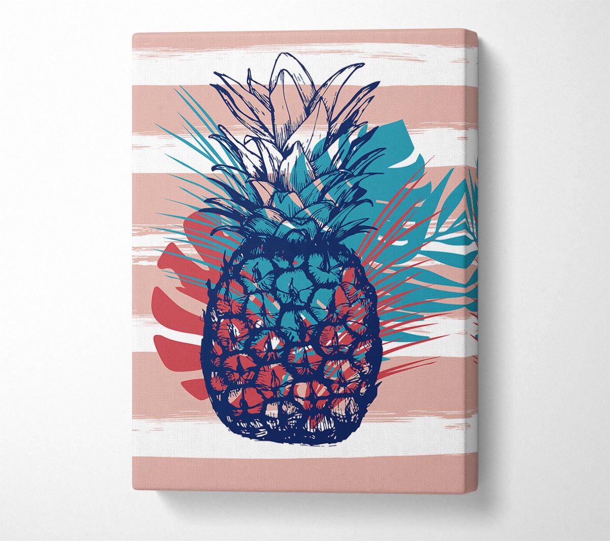 Pop Art Pineapple Palm Leaves Canvas Wall Art