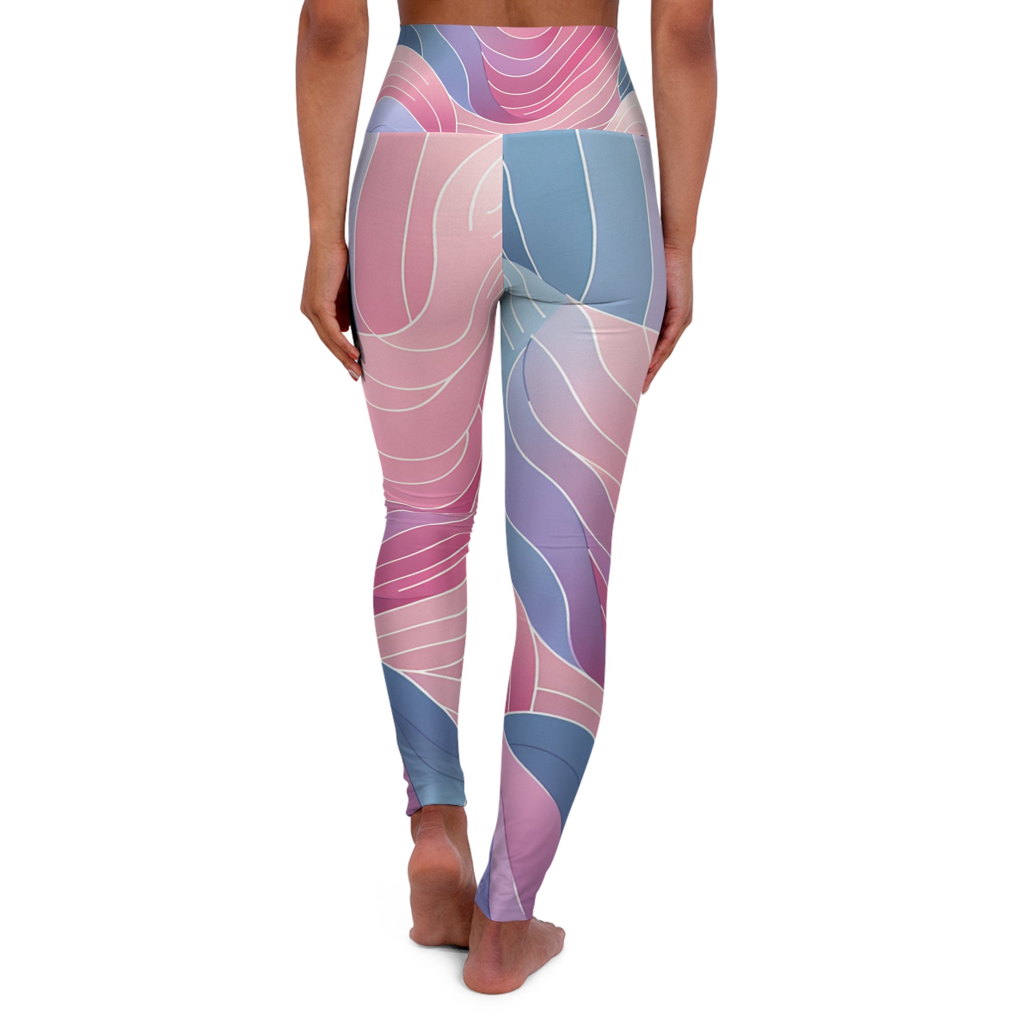 Celeste Rutherford Abstract Pastel High-Waisted Leggings - Trendy Yoga and Activewear