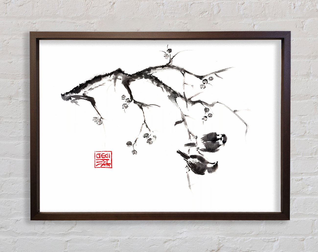 Chinese Birds In The Branch Framed Wall Art