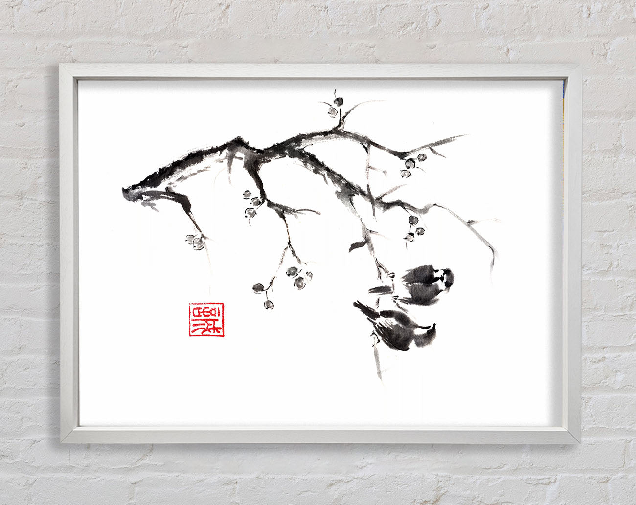 Chinese Birds In The Branch Framed Wall Art