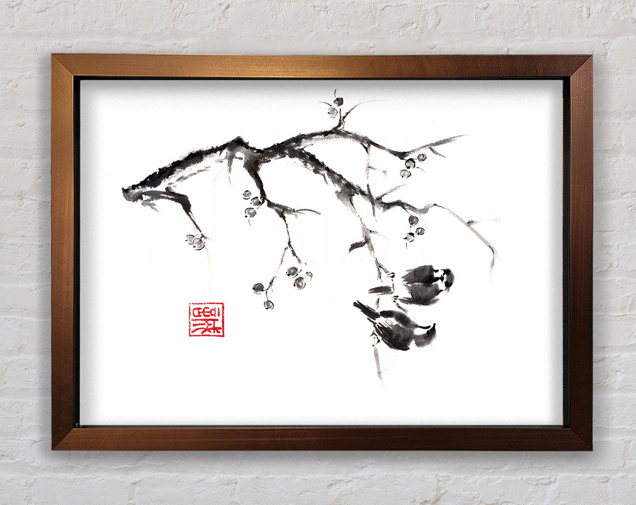 Chinese Birds In The Branch Framed Wall Art