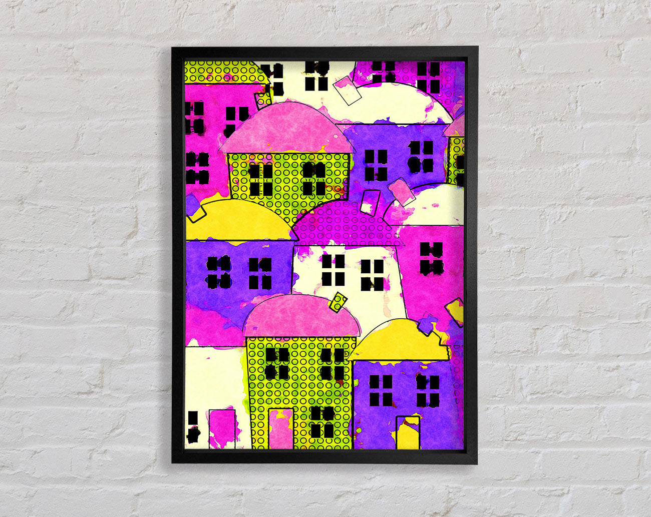 Colourful Town Houses Framed Wall Art
