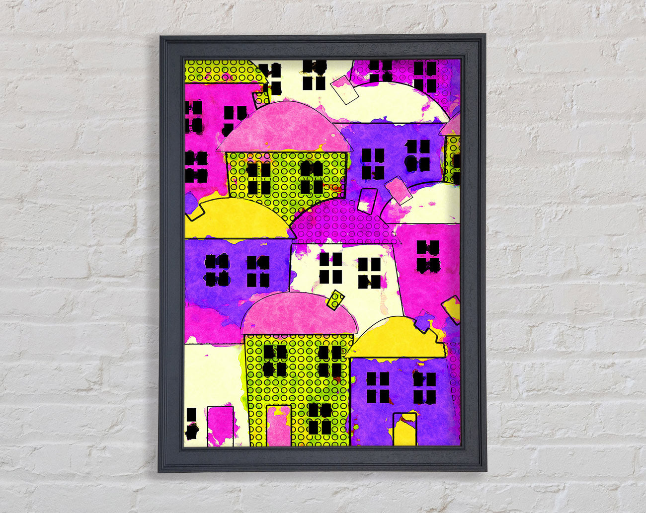 Colourful Town Houses Framed Wall Art